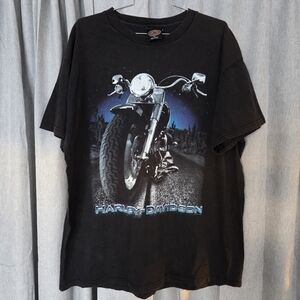 Vintage 90s Harley Davidson T-Shirt Big Bike Desert Graphic Men's XL Tee USA